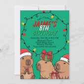 Capybara Kerstlicht Verjaardagsfeestje Kaart (Voorkant)