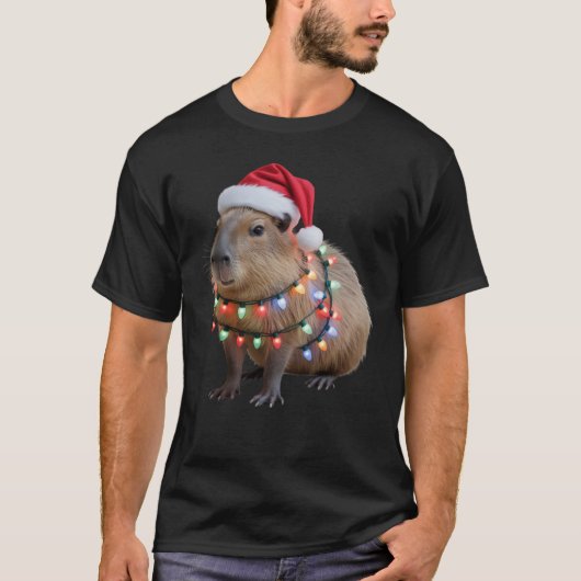 Capybara Kerstlichten Kerstmis Cappy T-shirt (Voorkant)