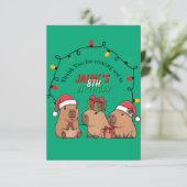 Capybara Kerstlichten Verjaardagsfeestje Bedankkaart (Staand voorkant)