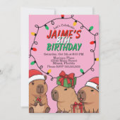 Capybara Kerstlichten Verjaardagsfeestje  Kaart (Voorkant)