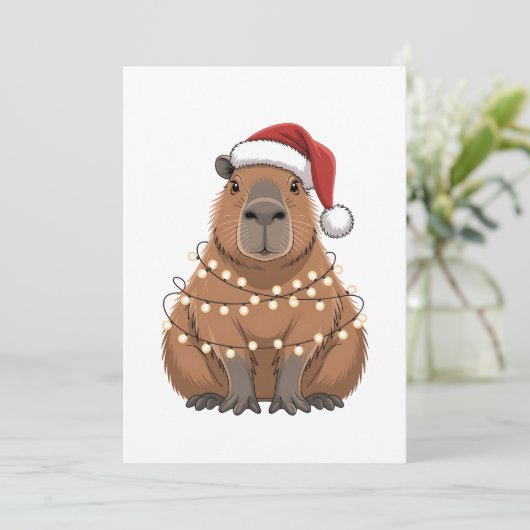 Capybara Kerstmis bijpassende grappige kerstman Bedankkaart (Staand voorkant)