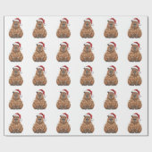 Capybara Kerstmis bijpassende grappige kerstman Cadeaupapier (Vlak)