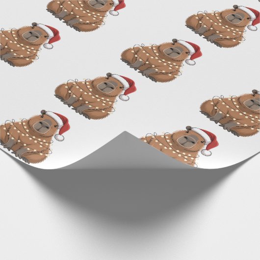 Capybara Kerstmis bijpassende grappige kerstman Cadeaupapier (Hoek)