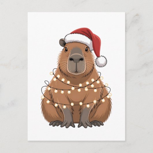 Capybara Kerstmis bijpassende grappige kerstman Feestdagenkaart (Voorkant)