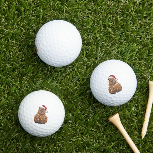 Capybara Kerstmis bijpassende grappige kerstman Golfballen (Insitu Gras)