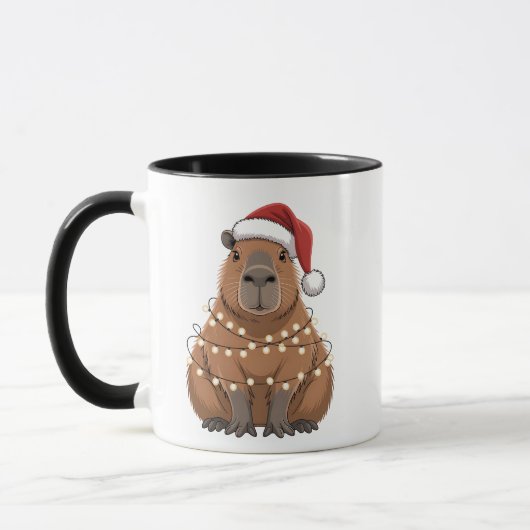 Capybara Kerstmis bijpassende grappige kerstman Mok (Links)