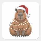 Capybara Kerstmis bijpassende grappige kerstman Vierkante Sticker (Voorkant)