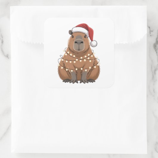 Capybara Kerstmis bijpassende grappige kerstman Vierkante Sticker (Tas)