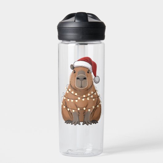 Capybara Kerstmis bijpassende grappige kerstman Waterfles (Voorkant)