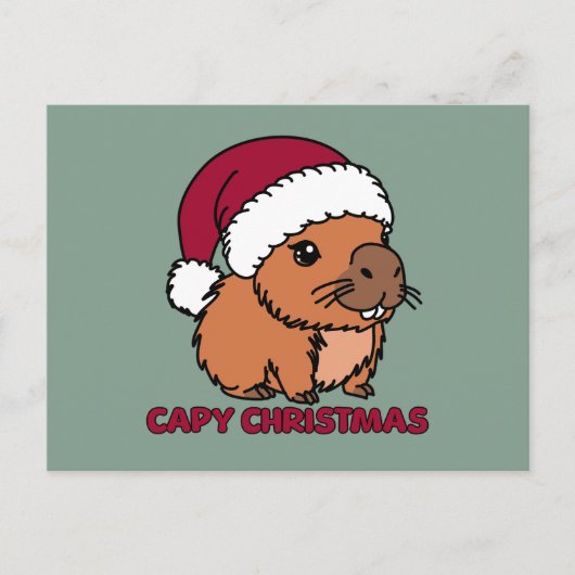 Capybara Kerstmis Briefkaart (Voorkant)