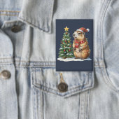 Capybara Kerstmis Cappy Dierenliefhebber Xmas Button (Insitu)