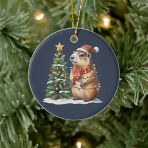 Capybara Kerstmis Cappy Dierenliefhebber Xmas Keramisch Ornament