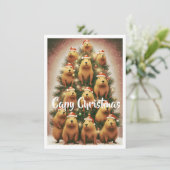 Capybara Kerstmis Feestdagenkaart (Staand voorkant)
