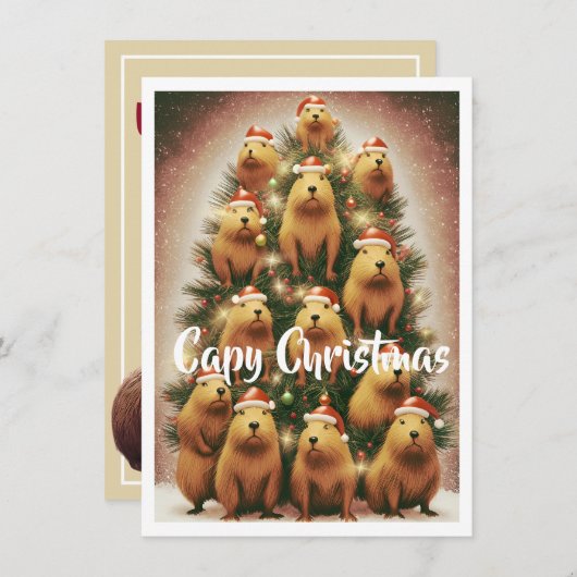 Capybara Kerstmis Feestdagenkaart (Voorkant / Achterkant)
