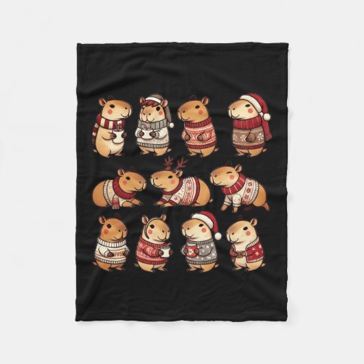Capybara kerstmis fleece deken (Voorkant)