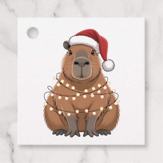 Capybara Kerstmis Grappige Kerstman Bedankjes Labels (Voorkant)