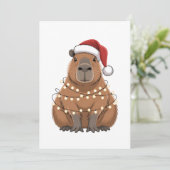 Capybara Kerstmis Grappige Kerstman Bedankkaart (Staand voorkant)