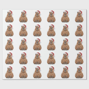 Capybara Kerstmis Grappige Kerstman Cadeaupapier