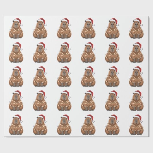 Capybara Kerstmis Grappige Kerstman Cadeaupapier (Vlak)