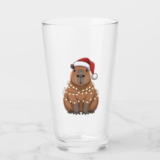 Capybara Kerstmis Grappige Kerstman Glas (Voorkant)