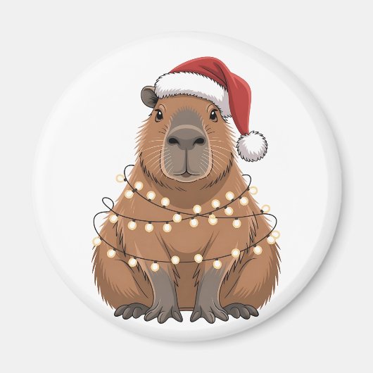 Capybara Kerstmis Grappige Kerstman Magneet (Voorkant)