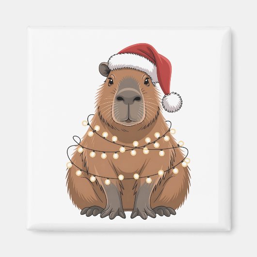 Capybara Kerstmis Grappige Kerstman Magneet (Voorkant)