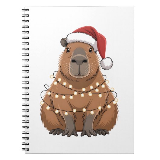 Capybara Kerstmis Grappige Kerstman Notitieboek (Voorkant)