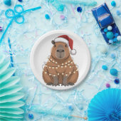 Capybara Kerstmis Grappige Kerstman Papieren Bordje (Feest)