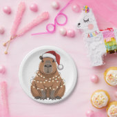 Capybara Kerstmis Grappige Kerstman Papieren Bordje (Feest)