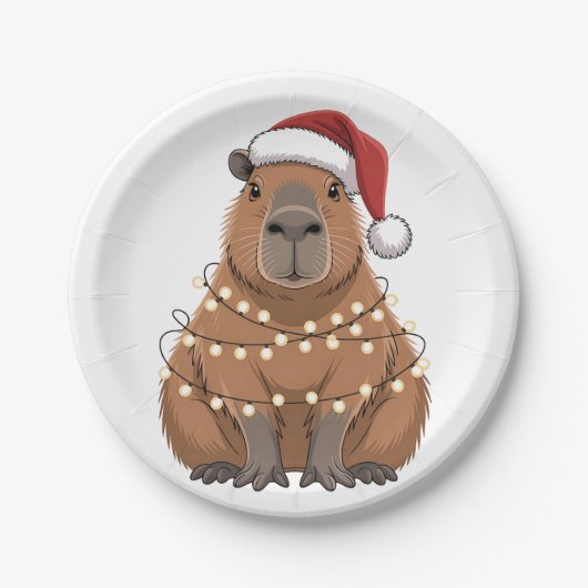 Capybara Kerstmis Grappige Kerstman Papieren Bordje (Voorkant)