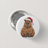 Capybara Kerstmis Grappige Kerstman Ronde Button 3,2 Cm (Voorkant /achterkant)