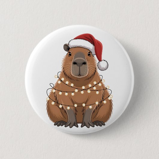 Capybara Kerstmis Grappige Kerstman Ronde Button 5,7 Cm (Voorkant)