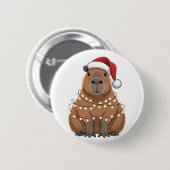 Capybara Kerstmis Grappige Kerstman Ronde Button 5,7 Cm (Voorkant /achterkant)
