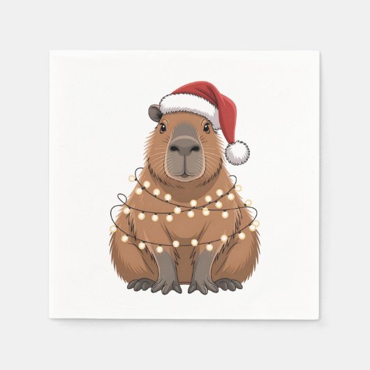 Capybara Kerstmis Grappige Kerstman Servet (Voorkant)
