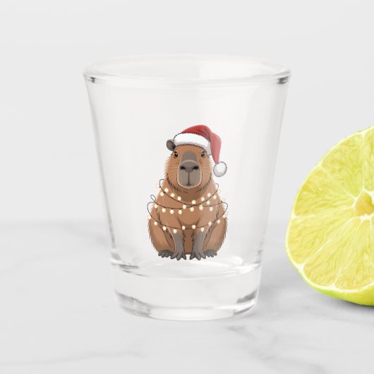 Capybara Kerstmis Grappige Kerstman Shot Glas (Voorkant)