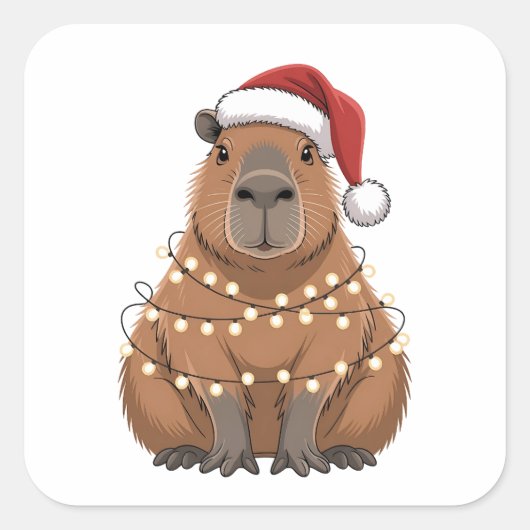 Capybara Kerstmis Grappige Kerstman Vierkante Sticker (Voorkant)