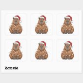 Capybara Kerstmis Grappige Kerstman Vierkante Sticker (Vel)
