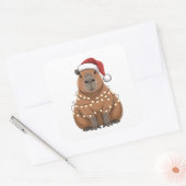 Capybara Kerstmis Grappige Kerstman Vierkante Sticker (Envelop)