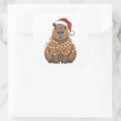 Capybara Kerstmis Grappige Kerstman Vierkante Sticker (Tas)