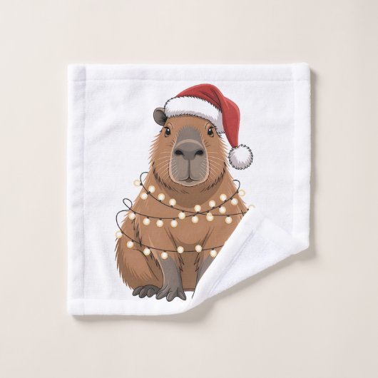 Capybara Kerstmis Grappige Kerstman Washandje (Wasdoekje)