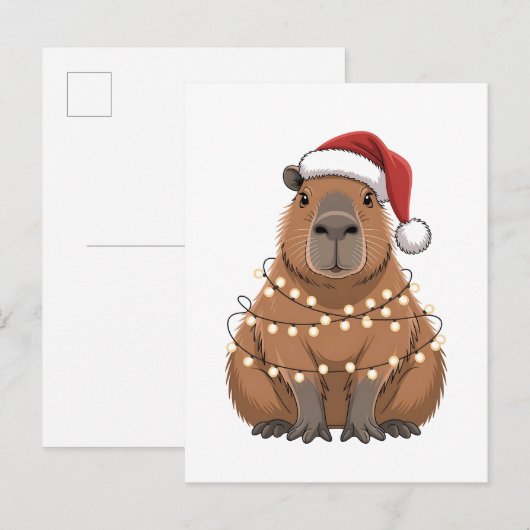 Capybara Kerstmis Grappige Sinterklaas Uitnodiging Briefkaart (Voorkant / Achterkant)