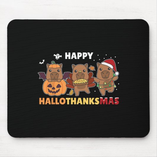 Capybara Kerstmis Halloween kostuum Happy Halloth Muismat (Voorkant)