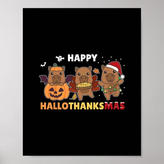 Capybara Kerstmis Halloween kostuum Happy Halloth Poster (Voorkant)