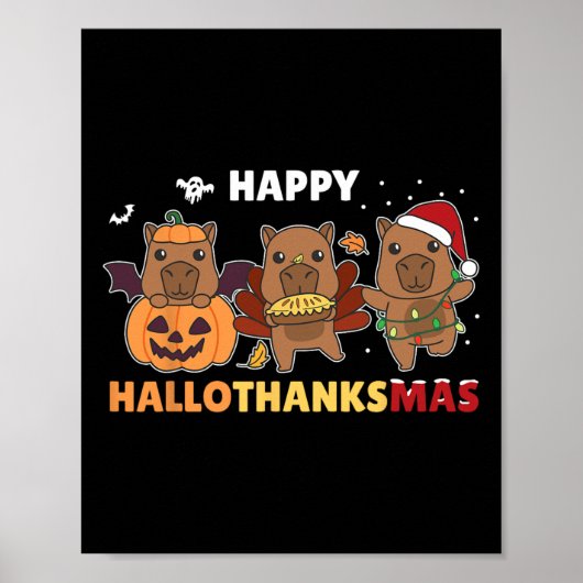 Capybara Kerstmis Halloween kostuum Happy Halloth Poster (Voorkant)