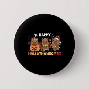 Capybara Kerstmis Halloween kostuum Happy Halloth Ronde Button 5,7 Cm