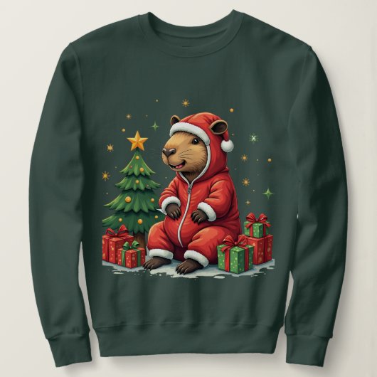 Capybara Kerstmis | Knus Winter Dieren Vakantie Trui (Design voorkant)