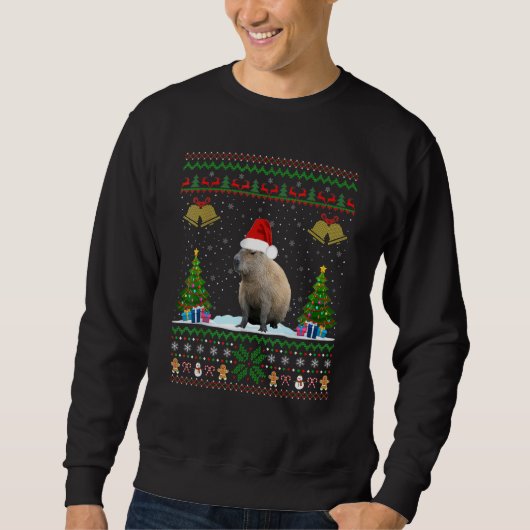 Capybara Kerstmis met kerstverlichting - Santa Hat Trui (Voorkant)