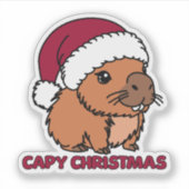 Capybara Kerstmis Sticker (Voorkant)
