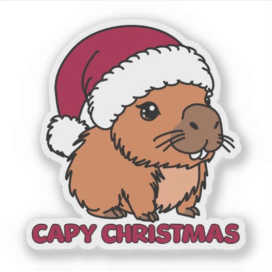 Capybara Kerstmis Sticker (Voorkant)