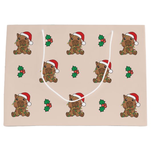 Capybara Kerstmis Winter Dieren Vakantie Groot Cadeauzakje (Voorkant)